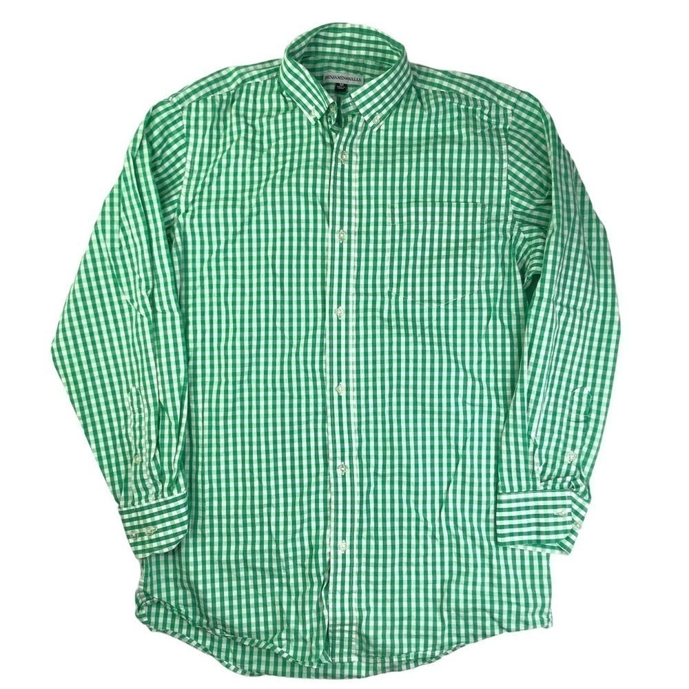 Benjamin & Walls green gingham button-down shirt M